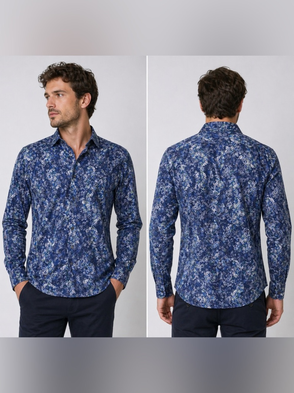 Bugatchi Uomo Shaped Fit Long Sleeved Men’s Button Up Shirt Size M